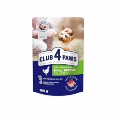 CLUB 4 PAWS Премиум "С курицей в желе". Полнорационный консервированный корм для взрослых собак